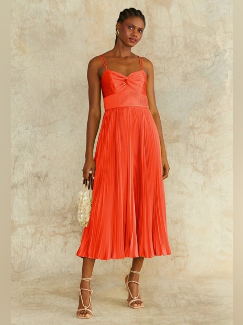 AMUR Coral Pleated Dress